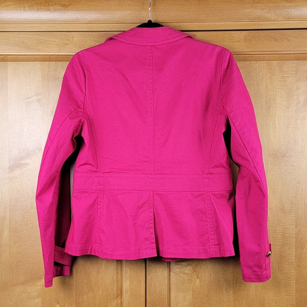 Talbots Stretch Cotton Hot Pink Gold Button Jacket - 8P - Picture 3 of 15